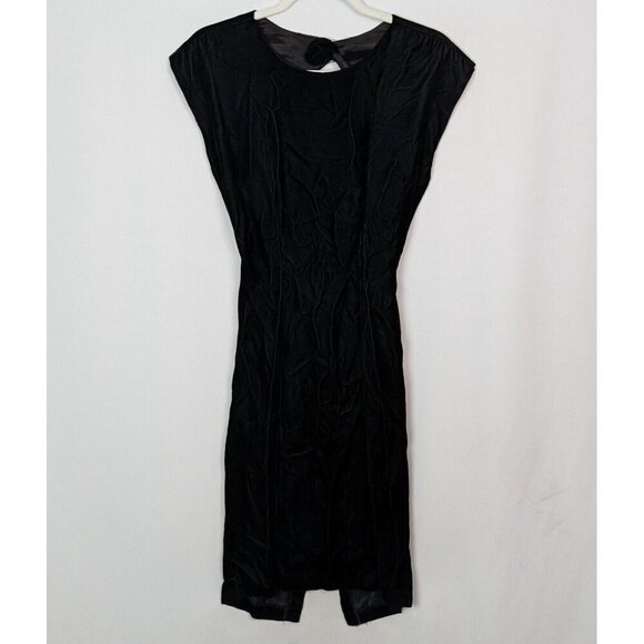 Vtg 90s Jay Jacobs Party Dress sz 5 Open Jeweled Back Knee Length Sheath Velvet - Picture 2 of 12